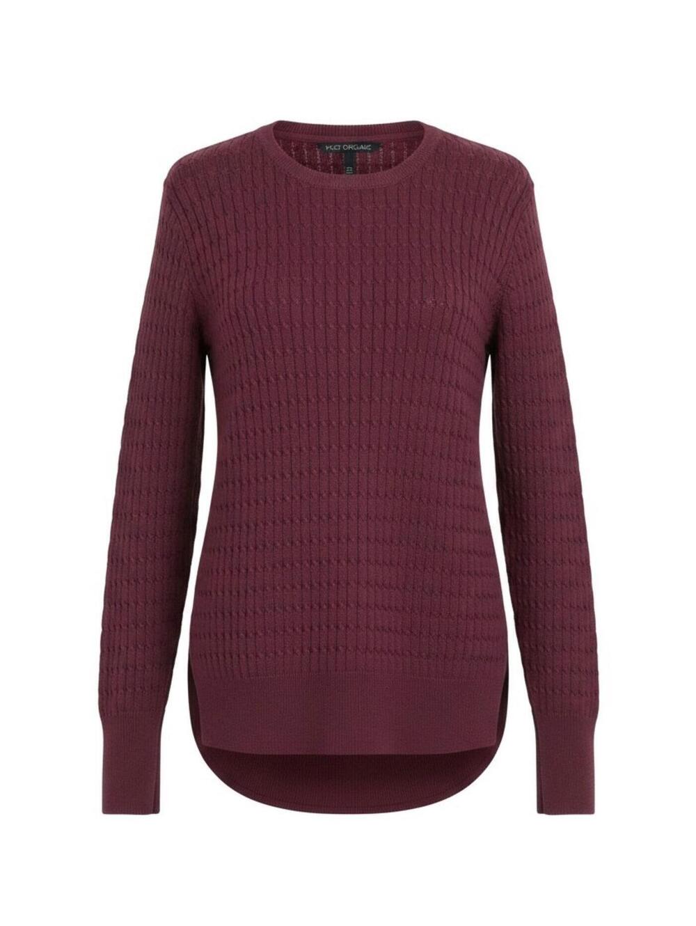 Pact Organic Cable-Knit Sweater Purple XL Women's Long Sleeve Capsule Wardrobe